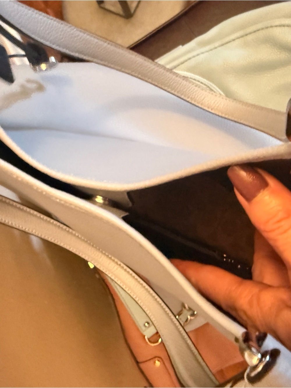 Coach Women’s Gray Leather Tote Bag - Picture 7 of 9